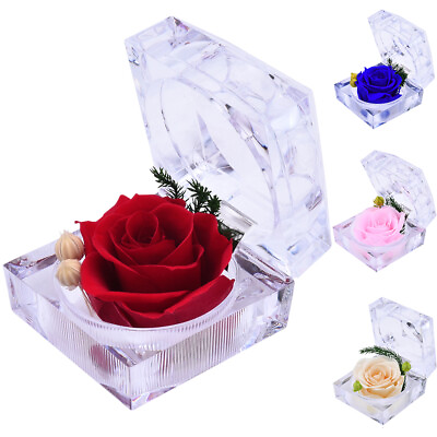 #ad Preserved Rose Gift for Mom Real Rose Flowers in Acrylic Box Mother#x27;s Day Gifts $10.89