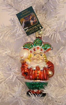 #ad 2001 JESTER W SNOWBALL OLD WORLD CHRISTMAS BLOWN GLASS ORNAMENT NEW W TAG $12.99