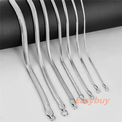 2.2 8mm Real Stainless Steel Silver Flat Snake Chain Necklace Women Men 18 36#x27;#x27; $10.00