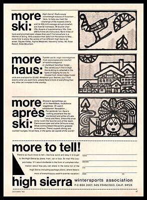 #ad 1965 High Sierra Wintersports Association San Francisco California Print Ad $14.95