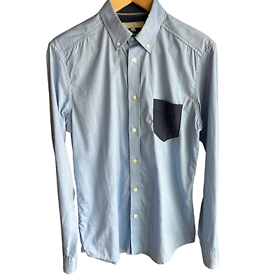#ad Diesel Men#x27;s Light Blue Button Up Shirt Long Sleeve Medium Slim Fit $35.00