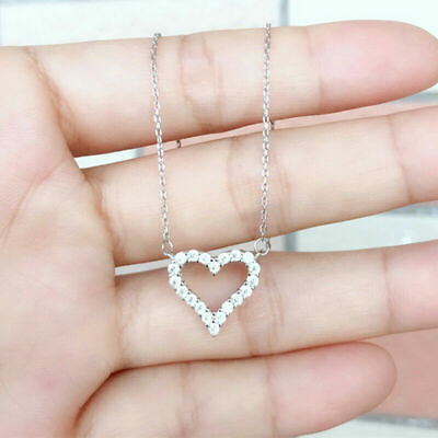 #ad 1CT Round Cut Diamond Heart Shape Women#x27;s Pendant Necklace 14k White Gold Finish $80.68