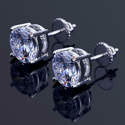 #ad Women 925 Silver Clear CZ Stud Earrings Round Brilliant Cut Nickel Free Jewelry C $2.39