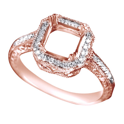 #ad DIAMOND 7X7MM CUSHION CUT SEMI MOUNT RING ENGAGEMENT RING SOLID 10K YELLOW GOLD $1047.41