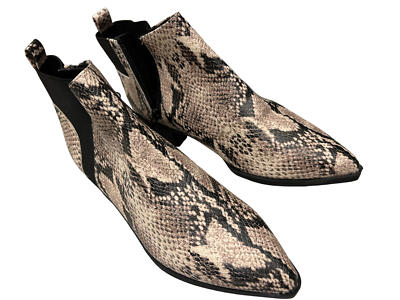 #ad US7 EU38 Women Snake Print Ankle Boots Side Zipper Low Block Heel C $36.00