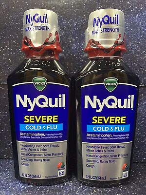 #ad 2 Pack Of Vicks NyQuil SEVERE Cough Cold and Flu Berry Flavor12 fl oz BB08 24 $19.88