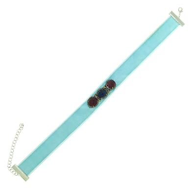 #ad 9.80ct Ruby Choker blue Necklace 4.60ct Sapphire 0.95ct Diamond 925 Silver $1641.00