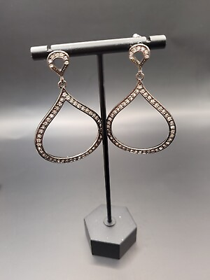 #ad Silver Tone Bling Large Teardrop Dangle Pierced Earrings K $7.99