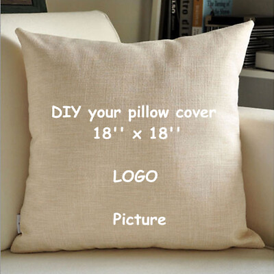 #ad 18quot; X18quot; Linen Pillow Cover DIY Logo Picture Print Home Sofa Cushion Cover Gift $12.99