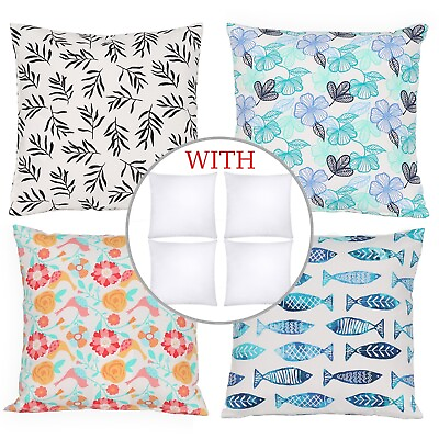 #ad Aoodor 18#x27;#x27; x 18#x27;#x27; Square Decorative Throw Pillow Covers with Inserts 4PCS $9.99