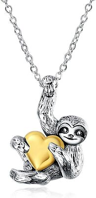 #ad 925 Sterling Silver Plated Sloth Necklace Heart Animal Pendant Women Jewelry $3.99