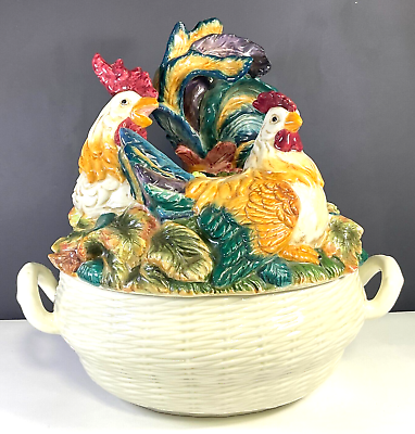 #ad Kaldun and Bogle Tuscan Rooster amp; Hen Covered Tureen French Country Vintage $229.99