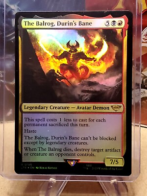 #ad FOIL MTG: Lord of the Rings The Balrog Durin#x27;s Bane No. 0195 NM $1.79