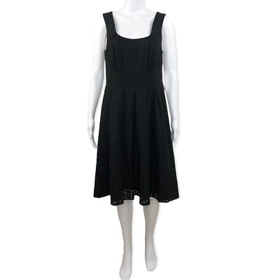 #ad Calvin Klein NWT Cotton Black Eyelet Sleeveless A Line Dress Size 10 $24.95