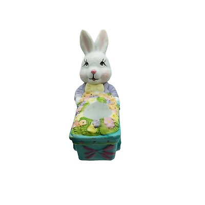 #ad Bunny with Wheelbarrow Candle Holder Resin Easter Approx 4quot; Tall $11.50