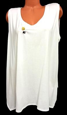 #ad *Terra amp; sky white scoop neck bee applique women#x27;s sleeveless top 2X $15.99
