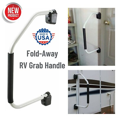 #ad RV Car Fold Away Door Grab Handle Bar Hand Rail Trailer White Secure Grip Toilet $69.62