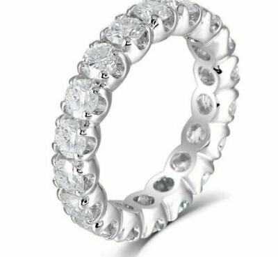 3 Ct Round Moissanite Engagement Eternity Gift Band Ring 14k White Gold Plated $175.99