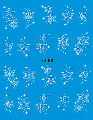#ad Christmas Xmas WHITE Snowflakes Sparkle Snow Ice Nail Art Water Transfers Decals GBP 2.24