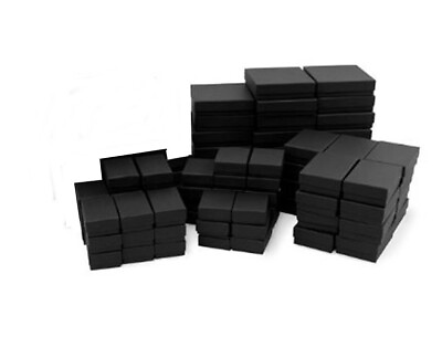 Black Matte Jewelry Gift Boxes Jewelry Packaging Boxes Cotton Fill 2 4 8 12 24 $6.99