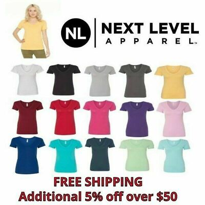 #ad Next Level Women#x27;s Ideal V Neck Short Sleeve T Shirt XS 3XL N1540 $9.60