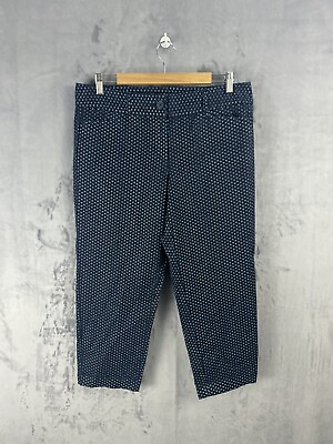 #ad Ann Taylor Loft Marisa Capri Pants Womens Regular Fit 10 Navy Blue White $9.99