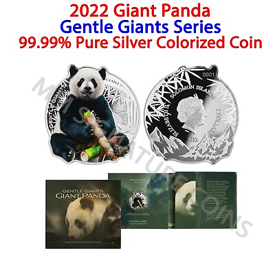 #ad 2022 1 oz Silver Giant Panda Gentle Giants Solomon Islands $2 Coin Pamp .999 $56.95