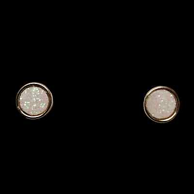 #ad White Faux Druzy Earrings Iridescent Stud Round Tiny Small Dainty Girls Womens $8.99