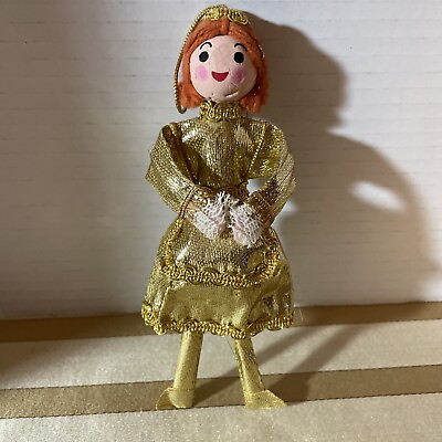 #ad Mr. Christmas Vintage Red Head girl ornament Gold Tag Japan 1969 $11.99