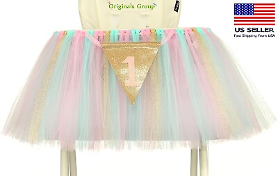 #ad Originals Group Baby Girls 1st Birthday High Chair Tutu Party Decoration $10.89