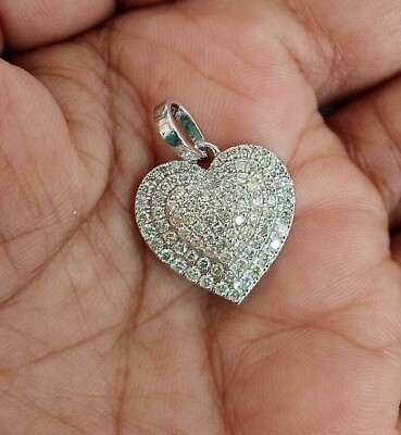 #ad 2Ct Lab Created Diamond Heart Shape Pendant Free Chain 14k White Gold Plated $119.99
