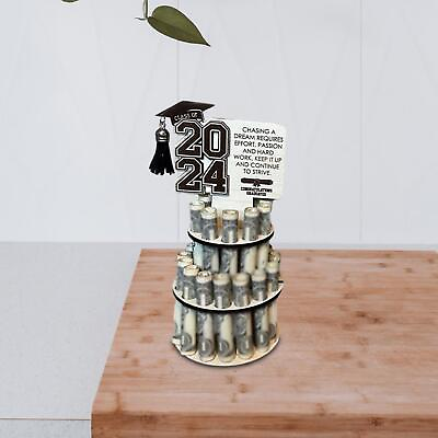 #ad 2024 Graduation Gift Money Holder Graduation Cash Cake Tower with 25 Holes Party $14.13