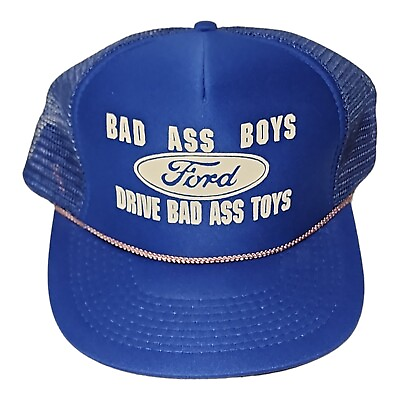 #ad Vintage Ford Bad Ass Boys Drive Bad Ass Toys Snapback Hat Cap Mesh Blue $36.50