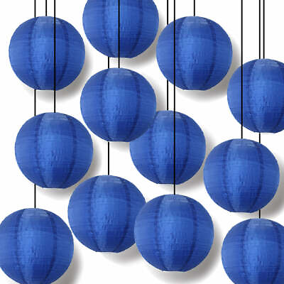 #ad 12 PACK 14quot; Navy Blue Shimmering Nylon Lantern Even Ribbing Durable Hanging $48.05