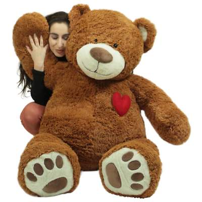 #ad Big Plush Giant 5 Foot Teddy Bear with Heart on Chest Huge Valentine Gift Love $189.40
