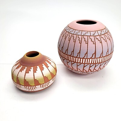 #ad Native American Navajo Vases Seed Pots by Coral Charlie Multi Color DH608 $85.00
