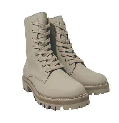 #ad Women#x27;s Saylor Lace up Combat Boots A New Day Taupe Size 10 $29.99