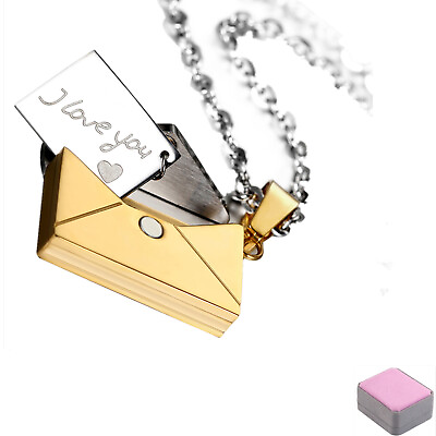 #ad quot;I LOVE YOUquot; Love Letter Pendant Stainless Steel Necklace with Gift Box $14.99