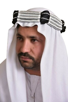 #ad King Draw String Igal Agal Headband Halo Black Arab Ring Halo Cord Mens Tassels $49.99
