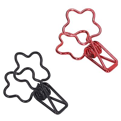 #ad 100Pcs Clips Black Red Cute Cartoon Flower Shape Tail Clips Office Clips Clam... $18.40