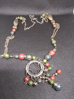 #ad Silver Tone Multicolor Necklace $12.00