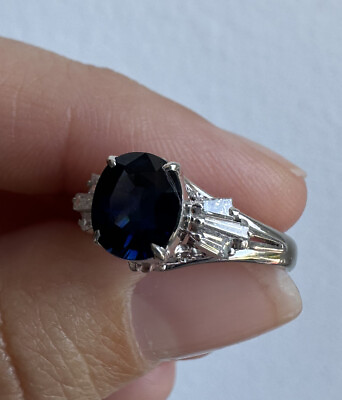 #ad Platinum Diamond amp; Sapphire Ring 1.6tcw $675.00