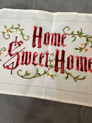 #ad VTG Needlepoint Started Home Sweet Home 12.5 X 22 Classic Design Unfinished $35.87