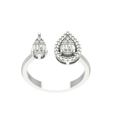 #ad Araiya Fine Jewelry Sterling Silver Diamond Sidestone Pear Band Ring 3 8ct Sz 7 $407.99