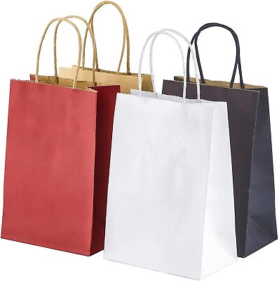 Kraft Paper Bag Party Shopping Gift Bags with Handles Pick Your Color Size $10.40