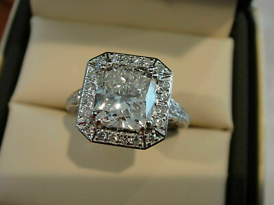 #ad 4Ct Cushion Cut Lab Created Diamond Vintage Art Deco Ring 14K White Gold Finish $88.19
