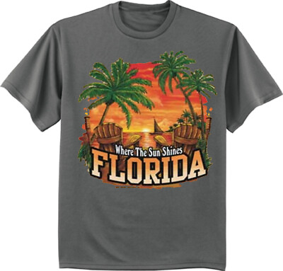 #ad Florida Sunset Palm Trees SouvenirT shirt Gifts Mens Graphic Tee $14.95
