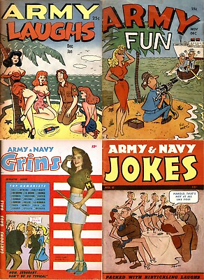 #ad 12 Old Issues of Army amp; Navy Grins Laughs Jokes Fun Risqué Racy Magazines on DVD $12.99