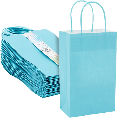 #ad #ad BLUE PANDA 25 Pack Teal Small Gift Bags with Handles for Bridal Shower Party F $17.25