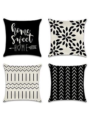 #ad 4Pcs Artistic Geometric Decorative Throw Pillow Covers Pillow CasesSoft Polye... $26.38